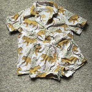 Anthropologie Printfresh Bagheera Blush Pink Cotton Pajamas XS